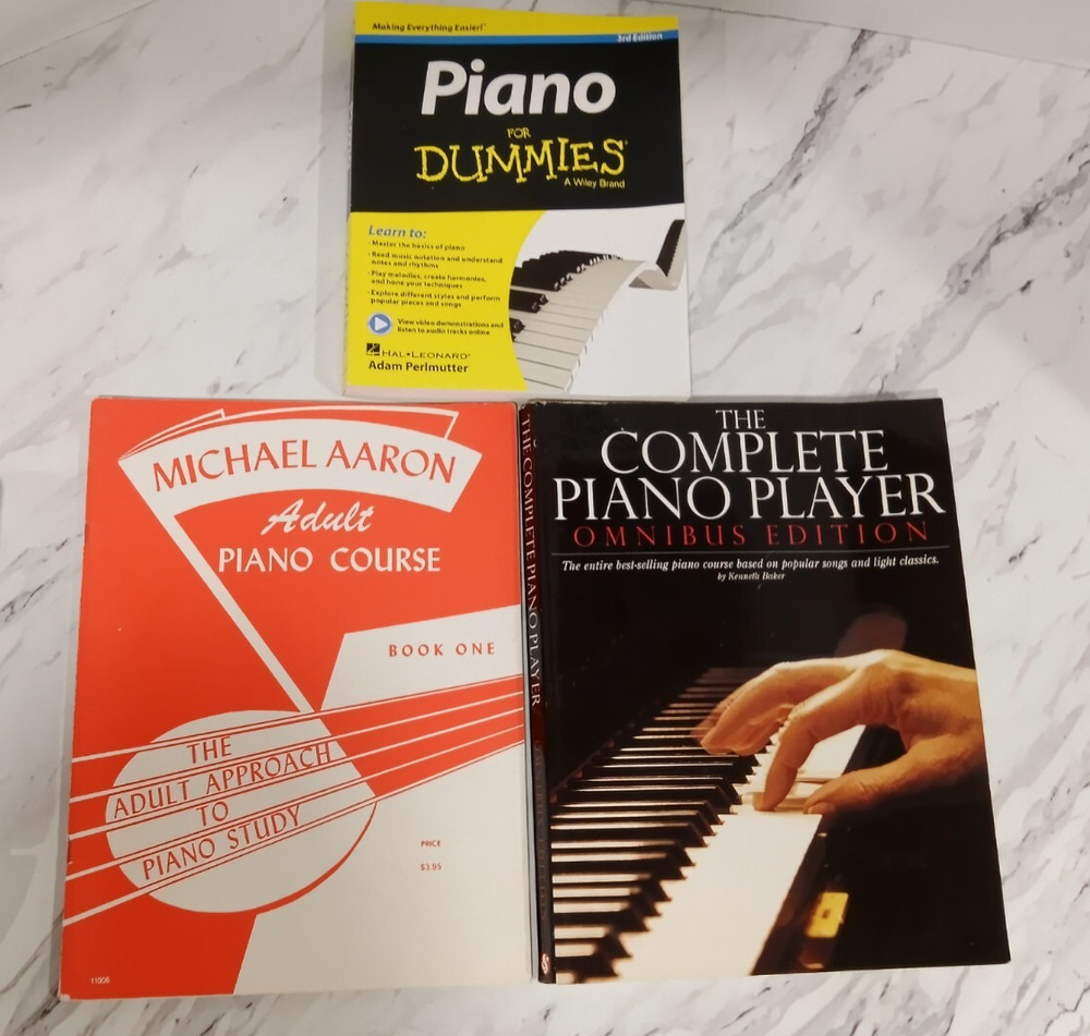 Learn Piano 3 Book Lot: Piano For Dummies – Adult Piano Course – Piano Player…
