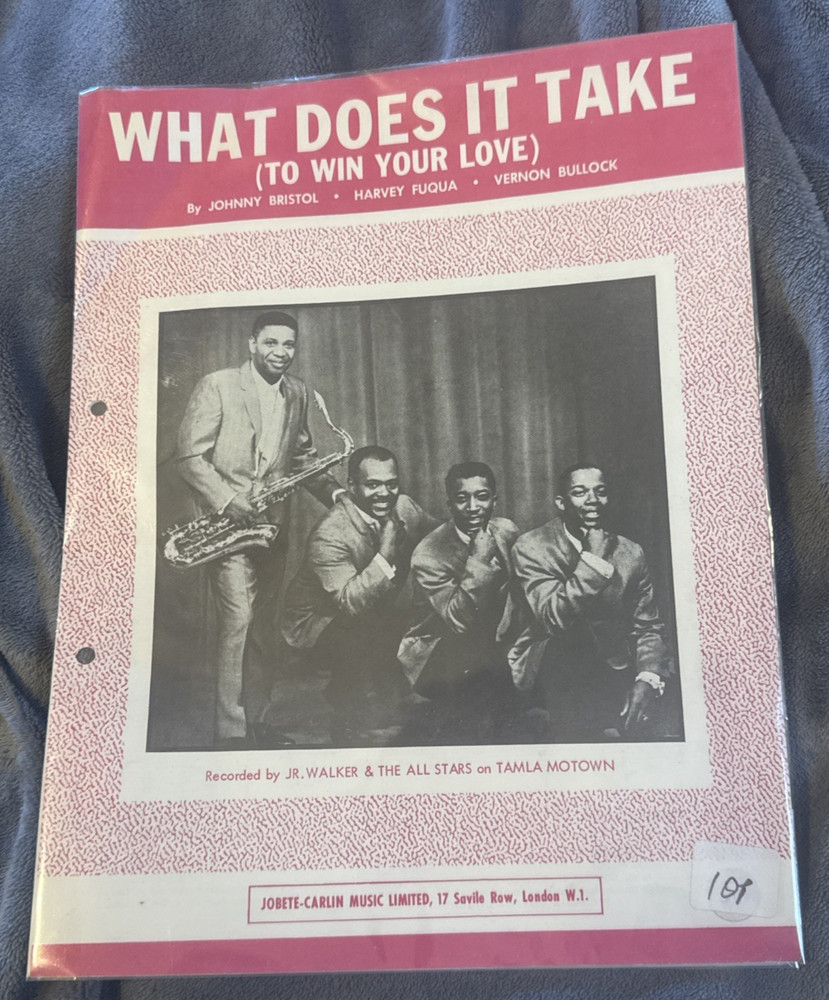 WHAT DOES IT TAKE (TO WIN YOUR LOVE) SHEET MUSIC VINTAGE JOHNNY BRISTOL 1968