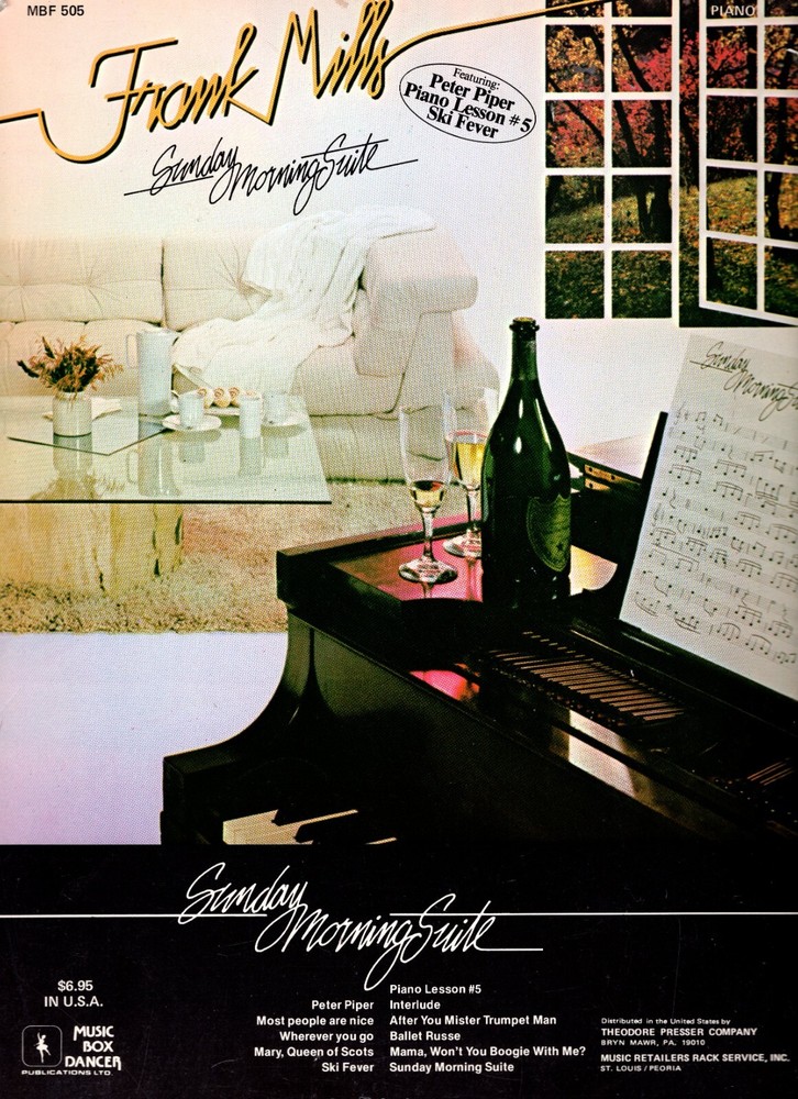FRANK MILLS Sunday Morning Suite Piano Songbook 1980 PB w/Peter Piper Canada