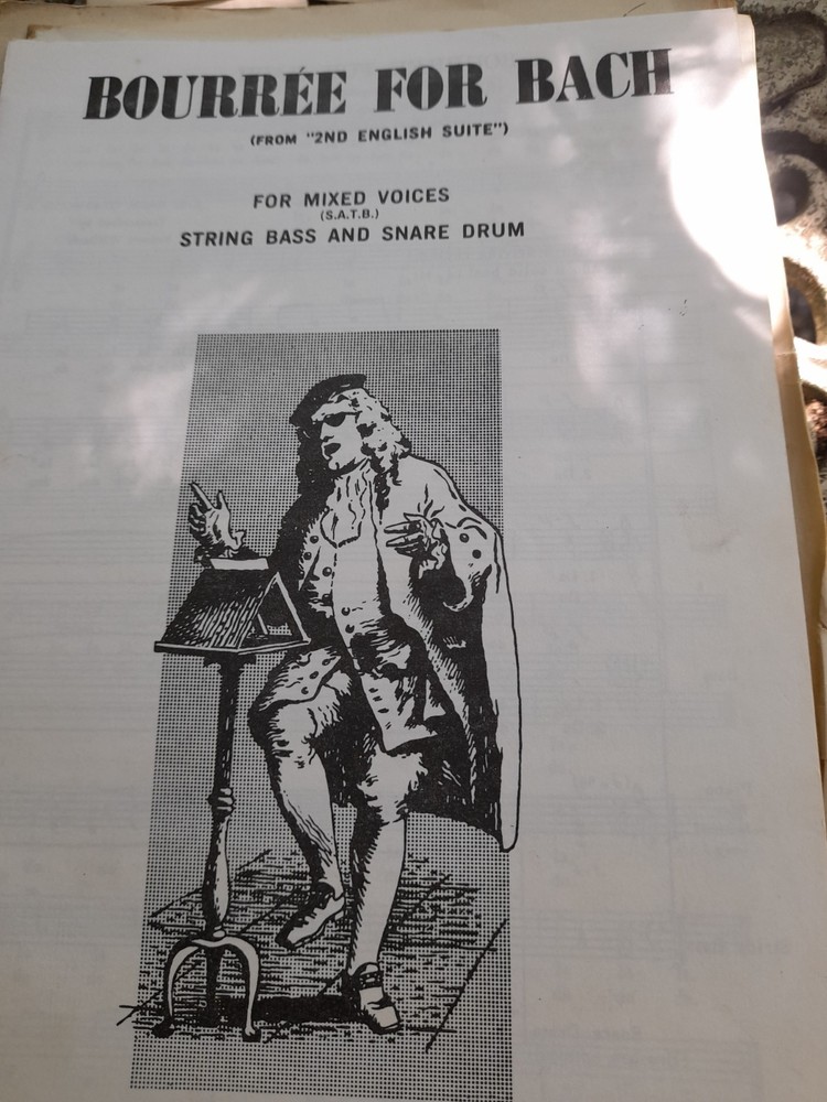 J S BACH/ BOURREE FOR BACH/ SATB STRING BASS AND SNARE DRUM