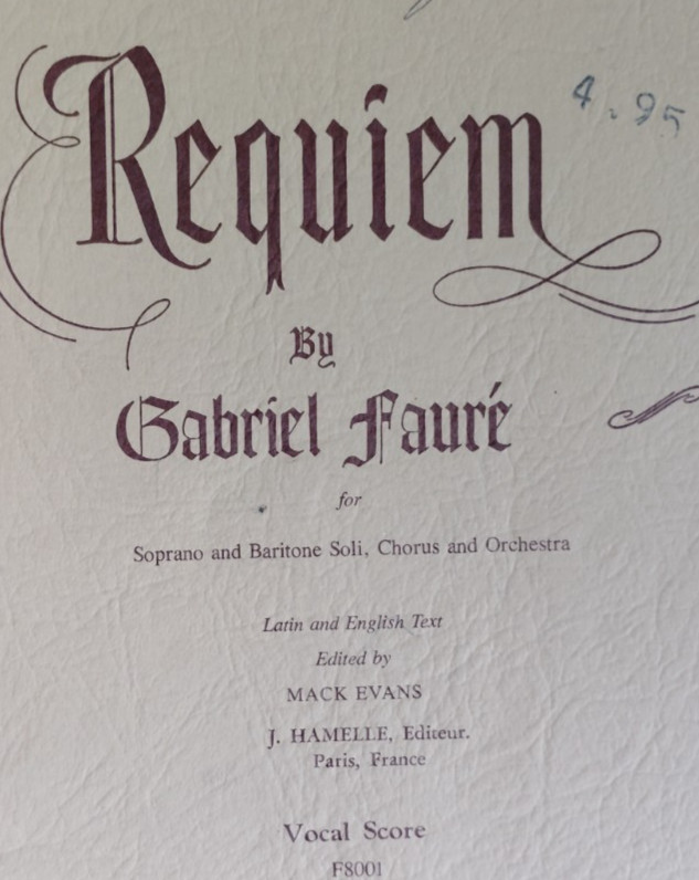 Vintage Sheet Music Book Requiem Gabriel Faure Vocal Score c1987