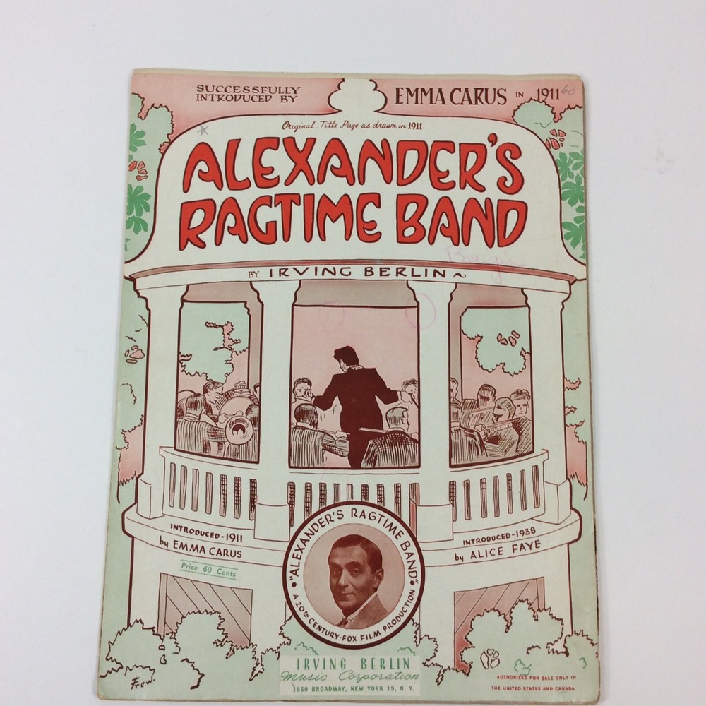 Alexanders Ragtime Band Irving Berlin 20th Century Fox Vintage Sheet Music