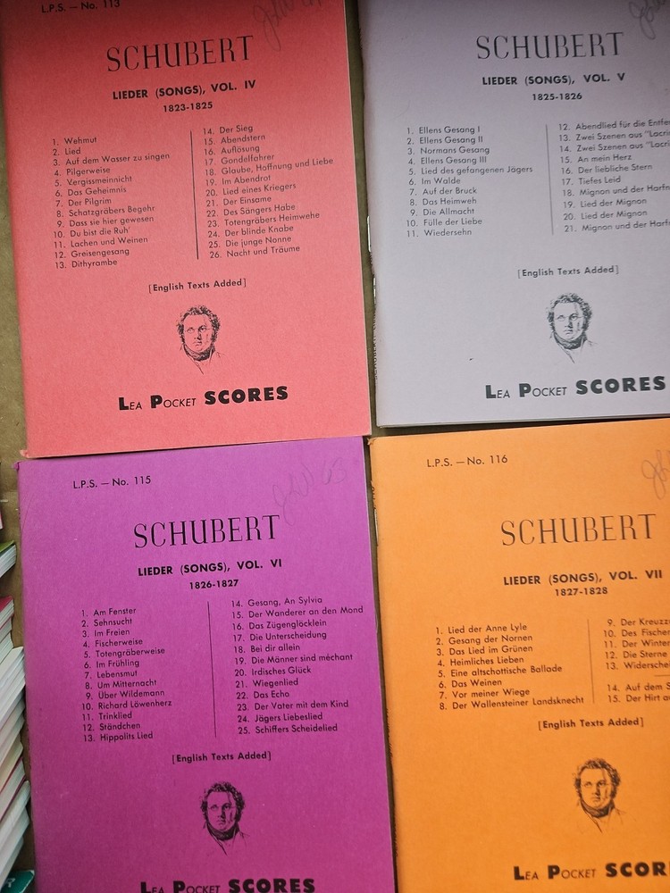 4 Vintage Lea Pocket Scores SCHUBERT Nos. 113 114 115 116 L.P.S. Music Books