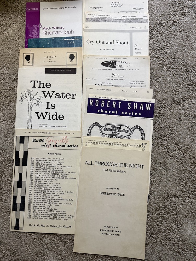 Lot of SATB choral music includes Schubert, Mozart, Gounod, Robert Shaw