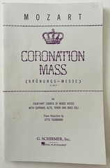 Coronation Mass by Mozart Choral Music Book SATB & Bass Soli Piano G Schirmer
