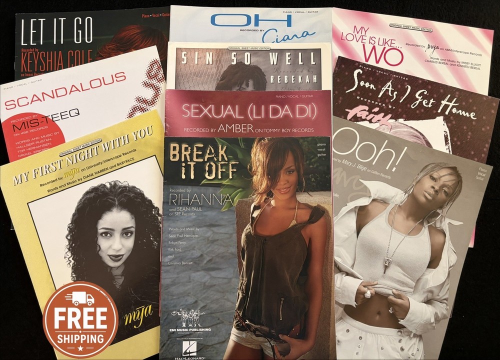 Rihanna Mya Mary J Blige Keyshia Cole R&B Hits PVG Sheet Music Lot 10