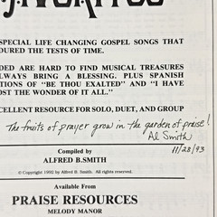 SIGNED Al Smith Treasury of Golden Favorites Gospel Songbook Singspiration