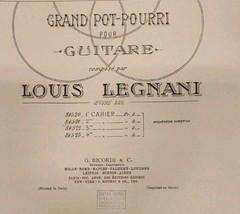 Luigi Legnani Op 222 Cahier No. 2 Guitar Sheet Music Classical Italian Vintage
