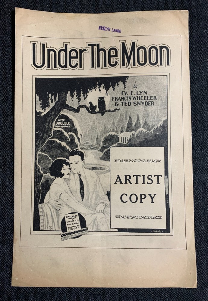 1927 UNDER THE MOON 7×11&Prime; 4pg Vintage Sheet Music VG 4.0 Artist Copy