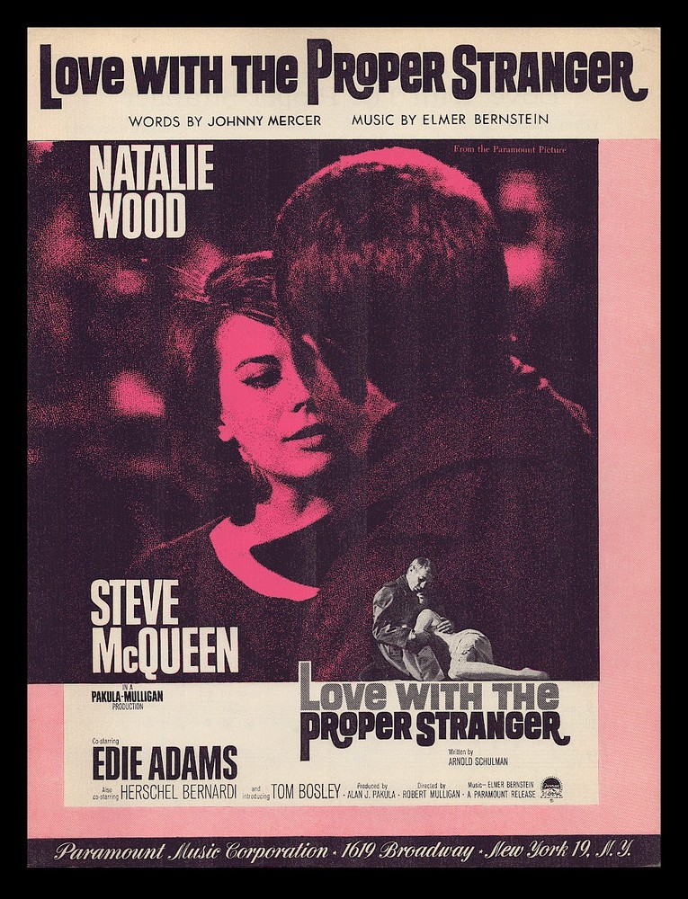 LOVE WITH THE PROPER STRANGER 1963 Natalie Wood/STEVE McQUEEN Movie Sheet Music