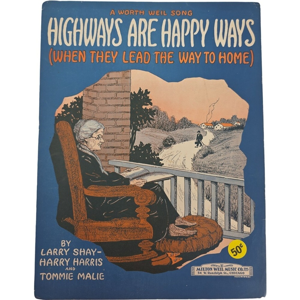 A Worth Weil Song Highways Are Happy Ways Vintage 1937 Sheet Music