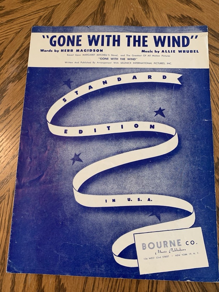 Vintage “ Gone With The Wind” Sheet Music & Lyrics, From 1939 Movie GWTW,