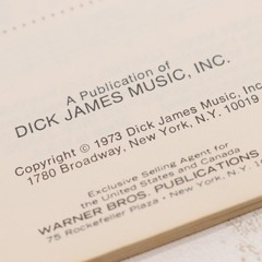 Elton John Bernie Taupin Piano Voice Songbook 1973 Dick James