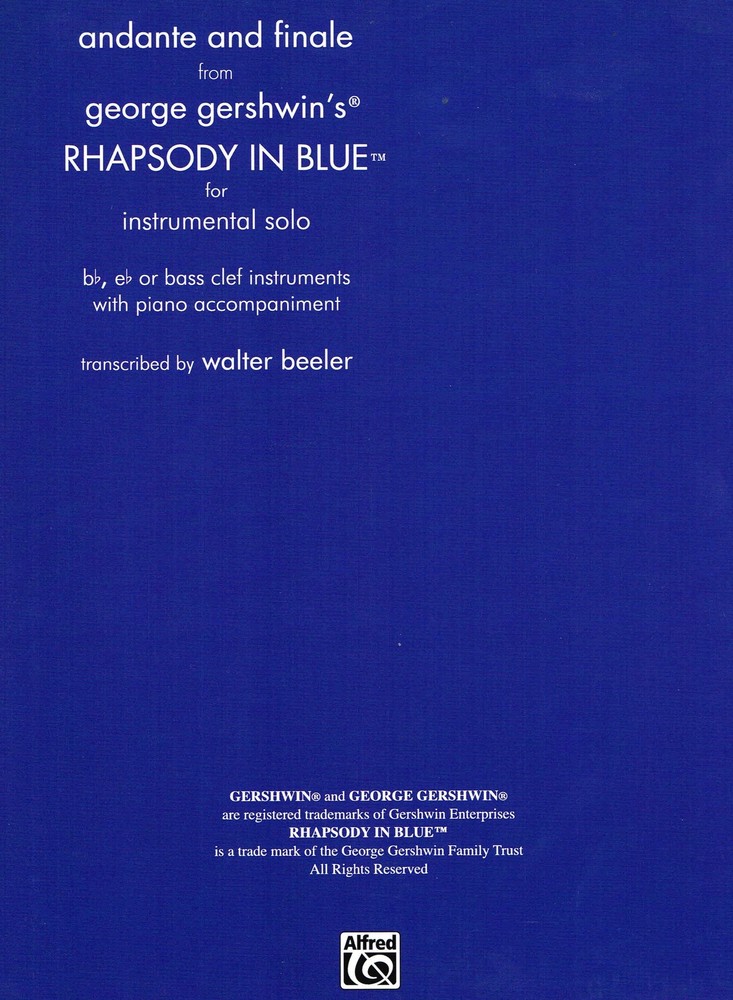 Rhapsody in Blue for Bb, Eb or Bass Clef instruments with Piano Acc. (TS0008)