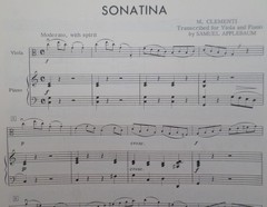 M. Clementi Sonatina Transcribed for Viola with Piano Accompaniment Applebaum