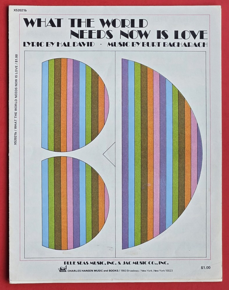 What The World Needs Now Is Love Sheet Music 1965 Bacharach Blue Seas USA SELLER