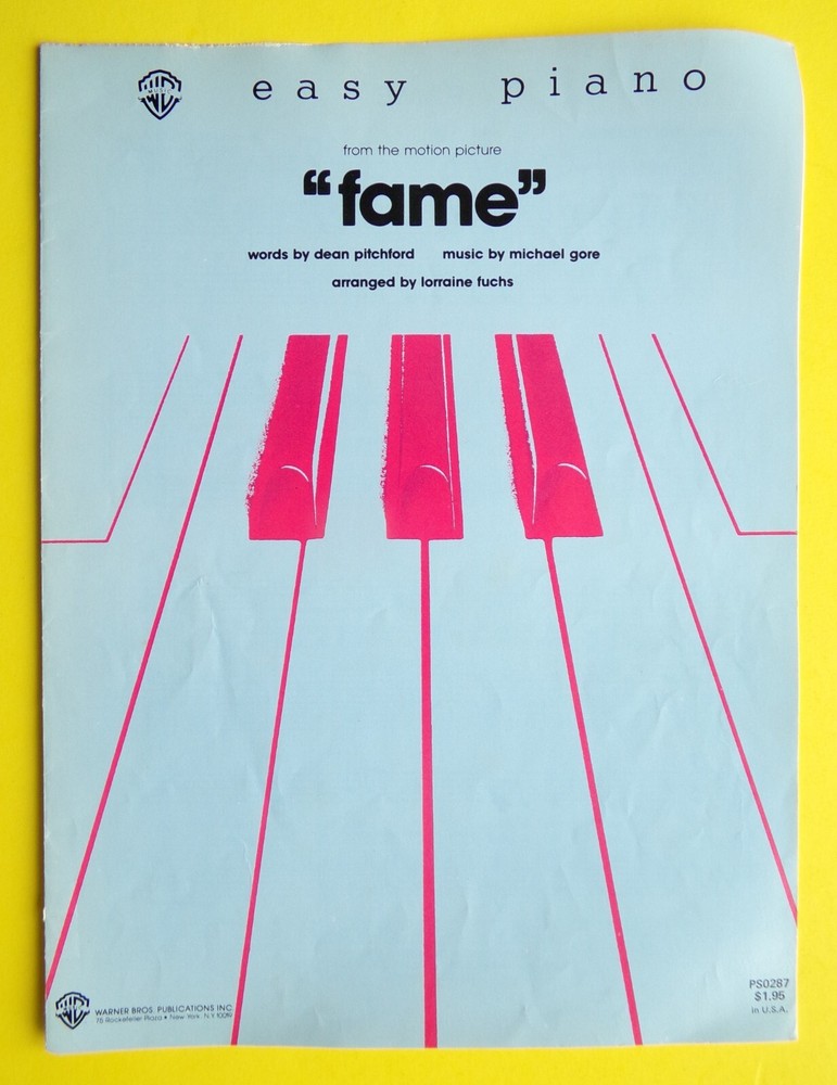 Fame Sheet Music Easy Piano &rsquo;80 Motion Picture Title Song Warner Bros USA SELLER
