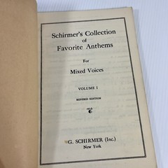 Schirmer&rsquo;s Collection of Favorite Anthems V1 Vintage Choral Music Book Religious