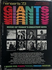 Hansen’s 73 Giants Songbook Piano Vocal Organ Guitar, piano, organ