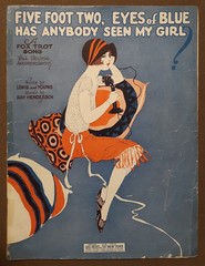 Five Foot Two Eyes of Blue Fox Trot for Piano & Ukulele sheet music 1925 Vintage