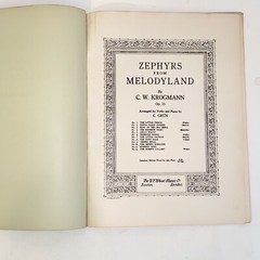 1901 Krogmann 12 Zephyrs From Melodyland Violin & Piano Sheet Music Songbook