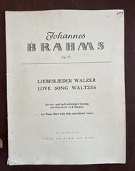 Brahms LOVE SONG WALTZES Op. 52 for Piano Duet with Solo and mixed voices