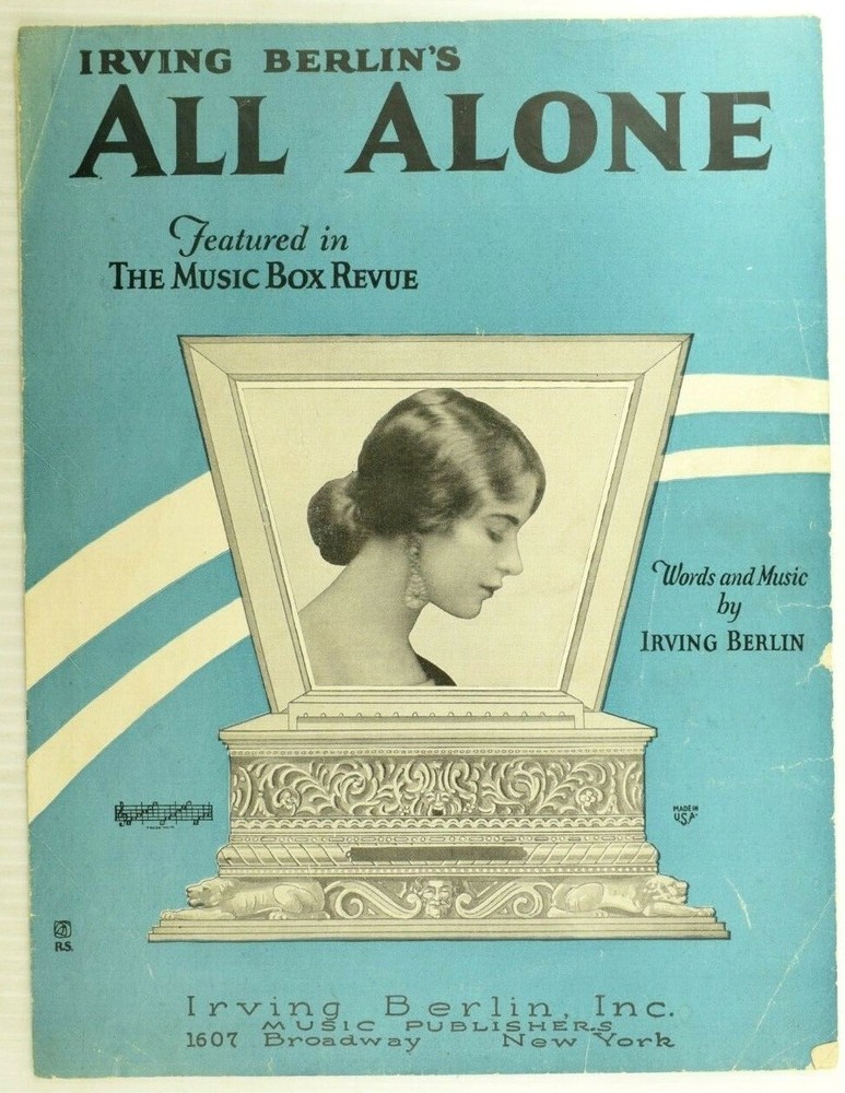 1924 All Alone Irving Berlin Vintage Sheet Music M64
