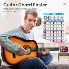 Moukey 38&Prime; Acoustic Guitar for Beginners Kids Youth Adult Dreadnought Guitarr…