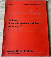 BRAHMS SONATA FOR PIANO & VIOLIN OP 78 URTEXT SHEET MUSIC BOOK (1973) AUSTRIA