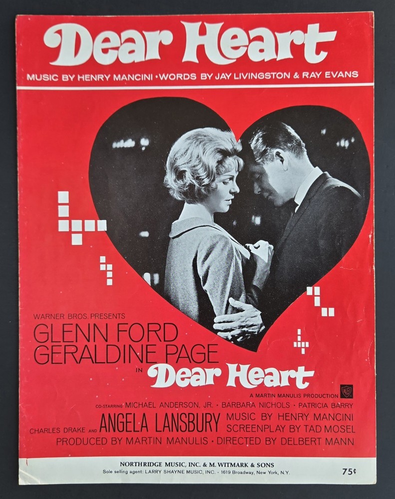 Dear Heart Henry Mancini Sheet Music Piano Guitar Vocal M Witmark & Sons 1964
