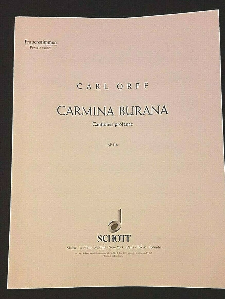 CARL ORFF: CARMINA BURANA, FEMALE VOICES AP 118 SCHOTT 1965 (7 AVAIL) M-1