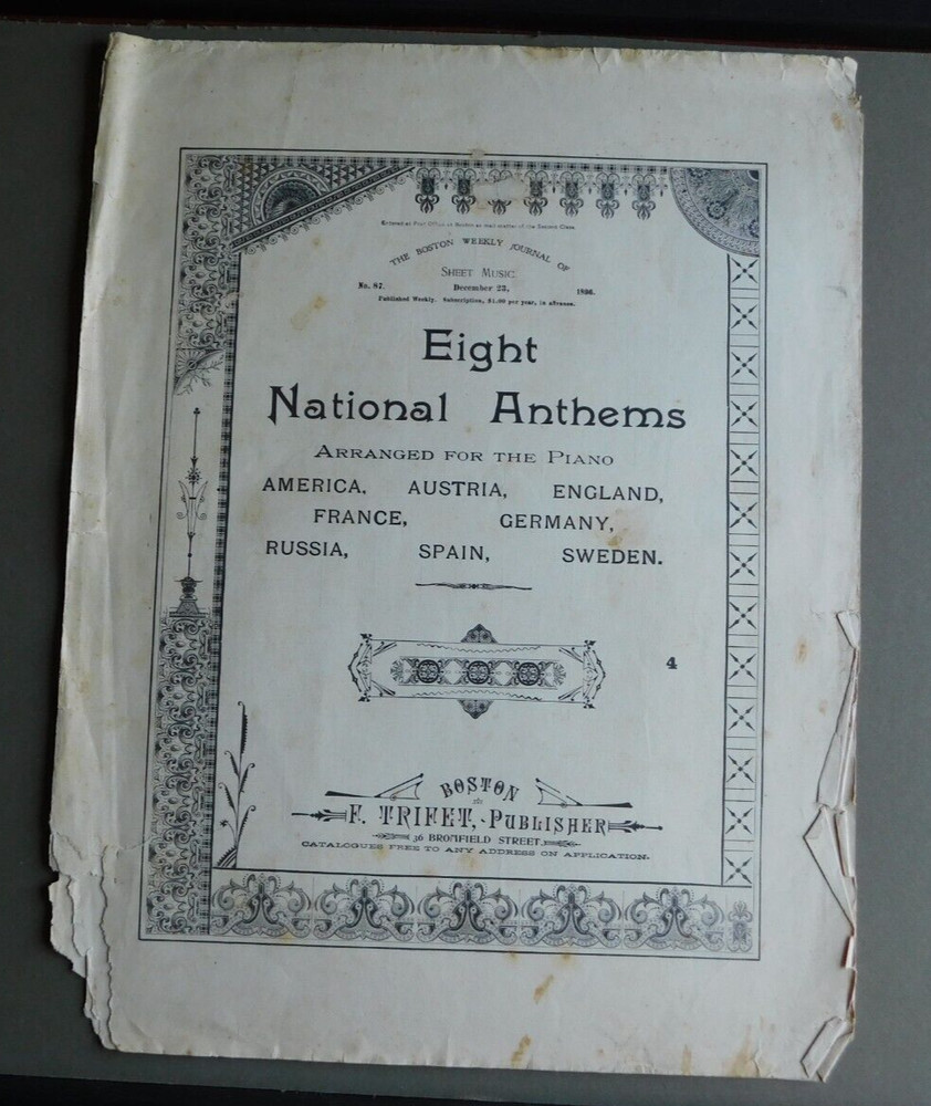 8 National Anthems: Amer Austria Engl France Germany Russia Spain Sweden- sheet