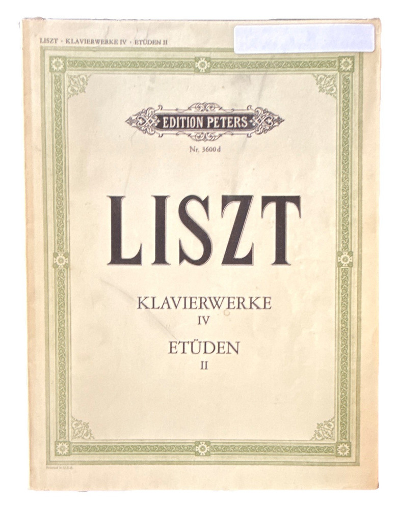 Liszt Piano Etudes Book 2 Klavierwerke IV Etüden II Edition Peters 3600d