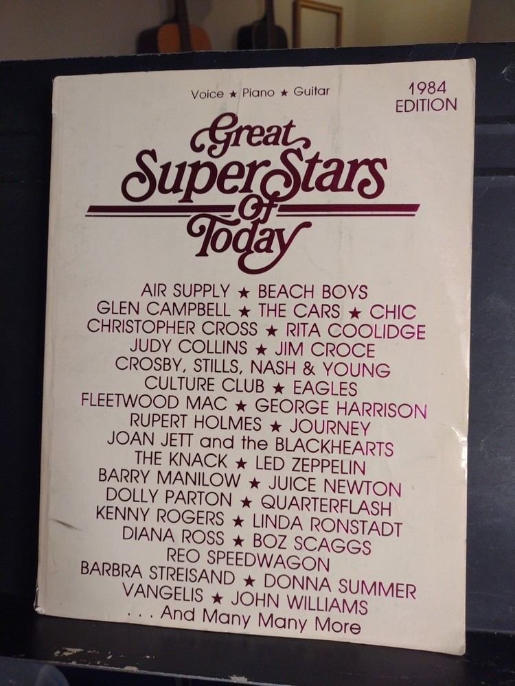1980&rsquo;s Songbook Great Super Stars 1984 Piano Guitar Pop Rock Country 256 PGS VG