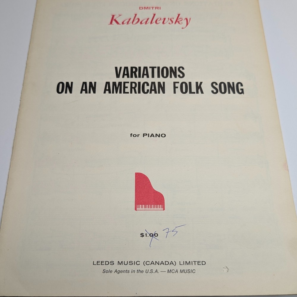 Kabalevsky Variations American Folk Song Piano Sheet Music Leeds Canada F4