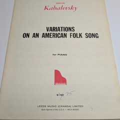 Kabalevsky Variations American Folk Song Piano Sheet Music Leeds Canada F4