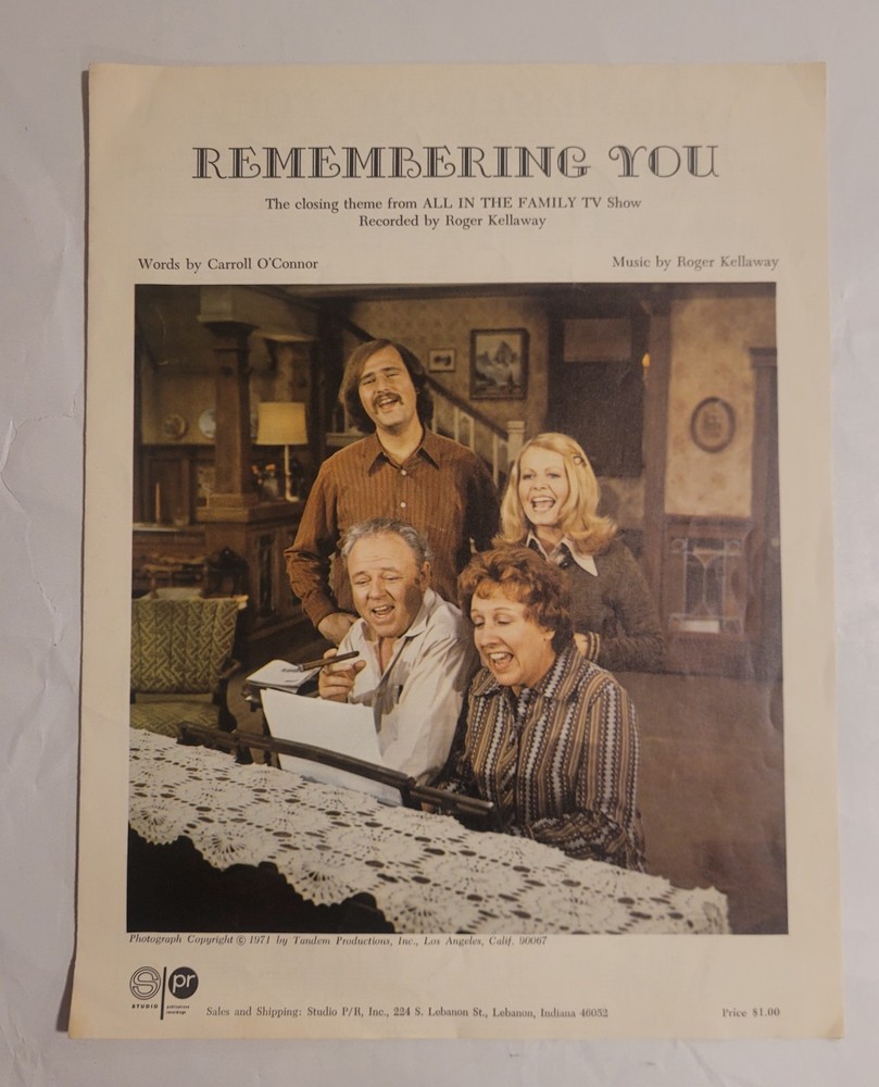 All In The Family TV Closing Theme Sheet Music Remembering You 1971 Rare Vintage