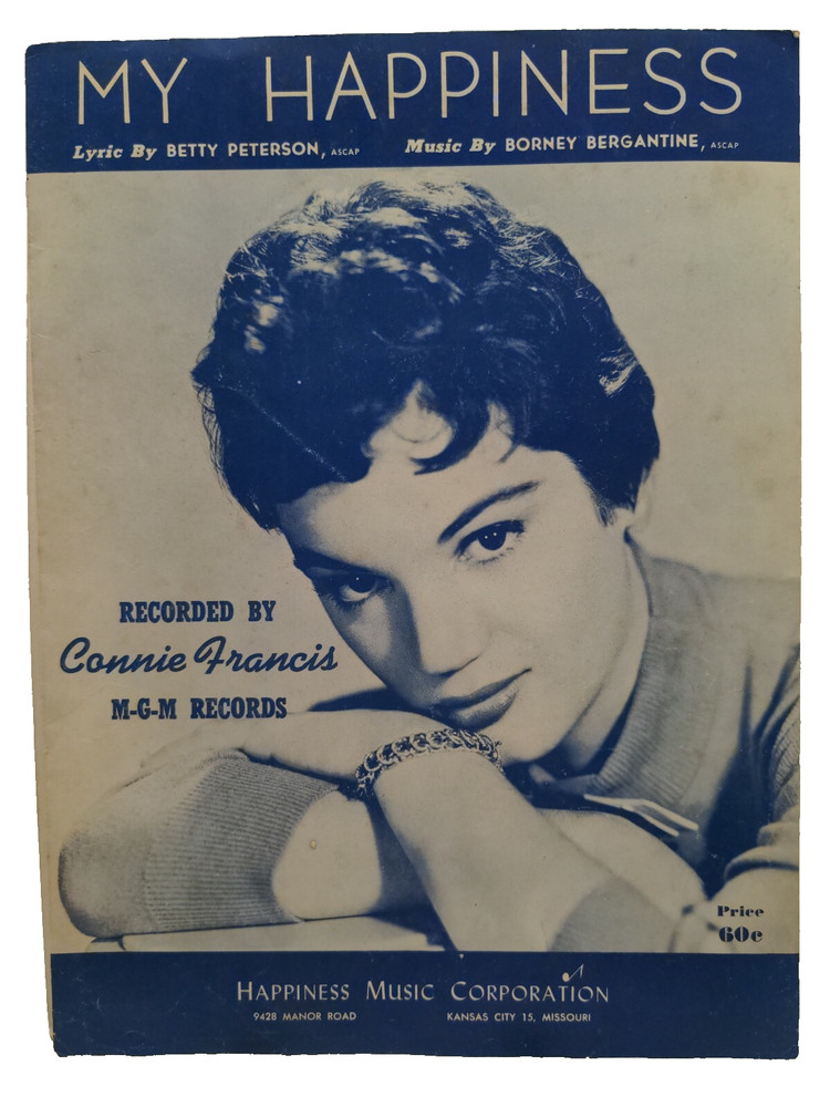 My Happiness Sheet Music Connie Francis Piano Voice 50s Rock N Roll Pop F4G