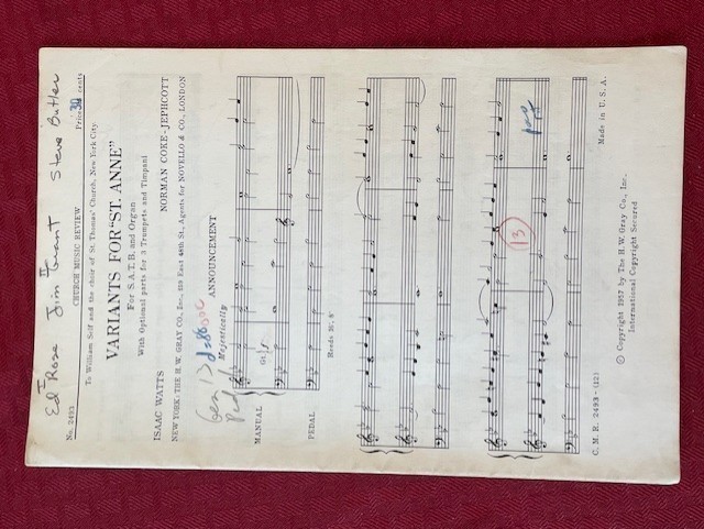 Norman Coke-Jephcott VARIANTS FOR « ST. ANNE » Organ 1957
