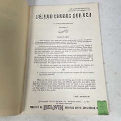 Belwin Chorus Builder Part One Teachers Manual Accompanist Part 1 Leonard Stone