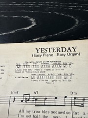 Yesterday Sheet Music by Lennon & McCartney – Performed by The Beatles 1965 VG+