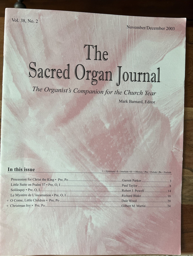 The Sacred Organ Journal, Nov/Dec 2003