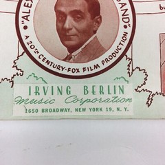 Alexanders Ragtime Band Irving Berlin 20th Century Fox Vintage Sheet Music