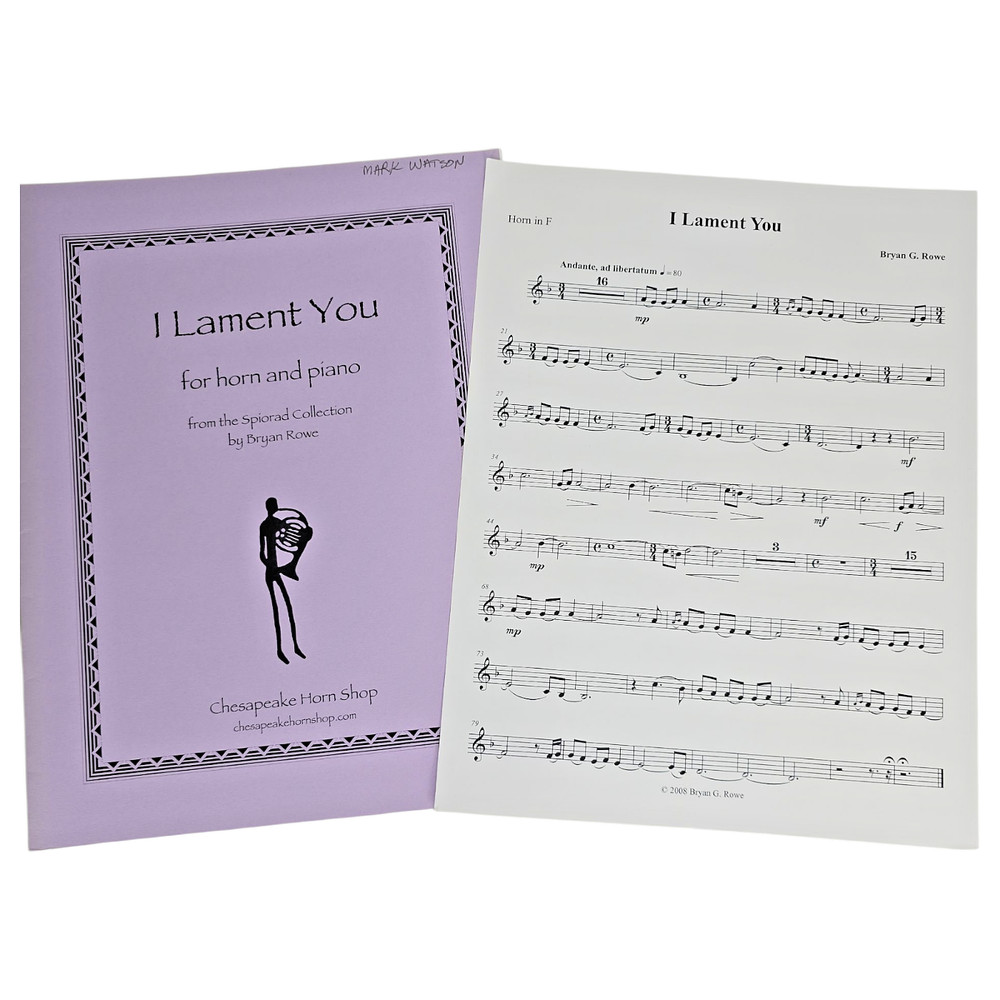 I Lament You French Horn and Piano Sheet Music Bryan Rowe Chesapeake Shop Vtg