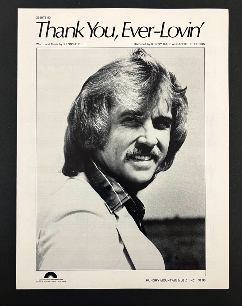 1976 Thank You Ever-Lovin&rsquo; Kenny Dale Piano Guitar Vocal Vintage Sheet Music