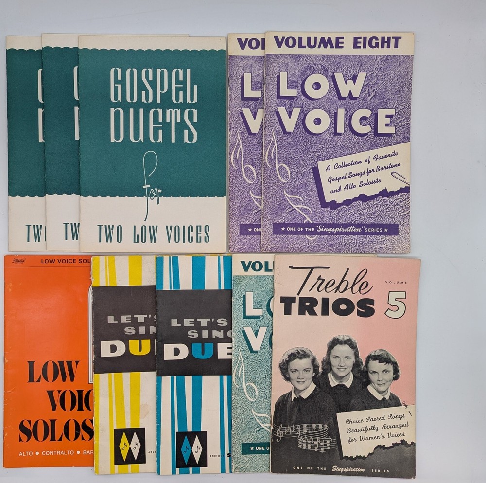 Vtg Sheet Music Lot Gospel Duets Low Voice Solos Let&rsquo;s Sing Duets Treble Trios