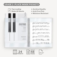 Versatile 9×12 Music Binder for Storage & Practice – Flexible Sheet Protectors