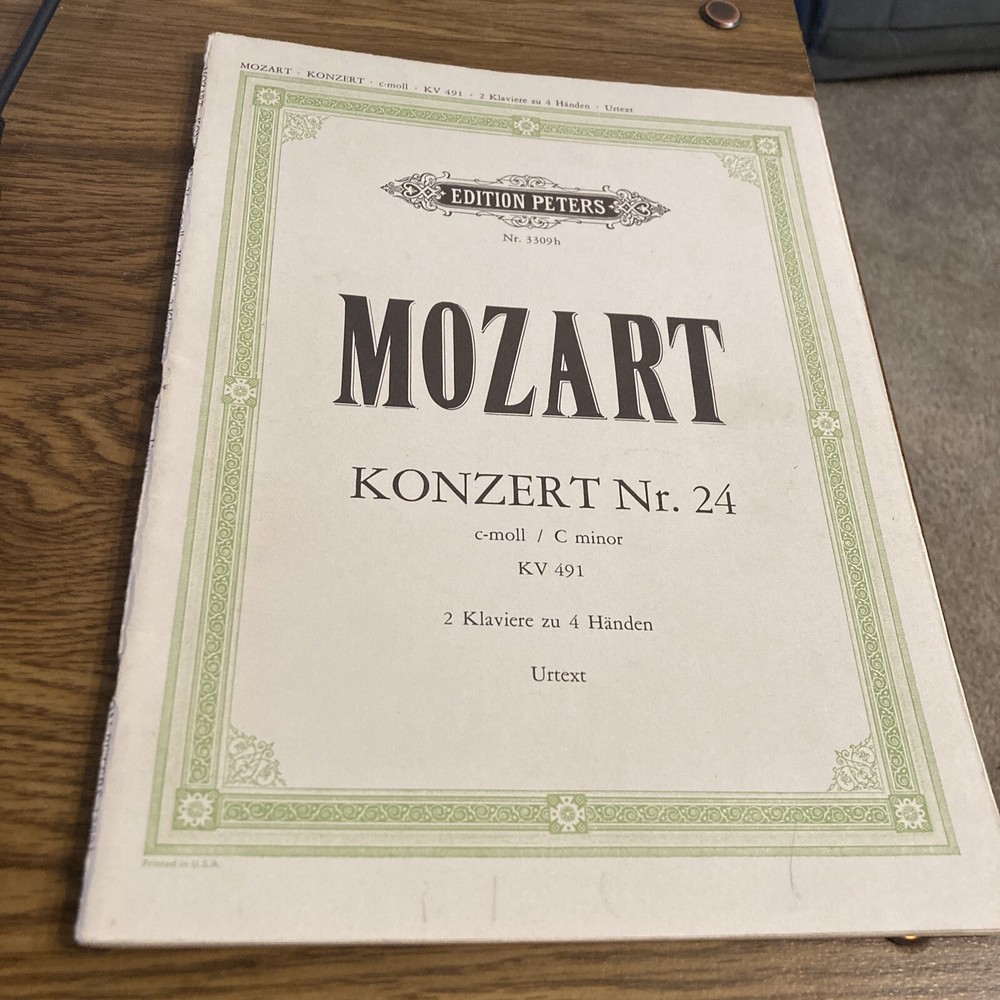Edition Peters Mozart Konzert Nr 24, C Minor KV 491, 2 pianos 4 Hands Urtext