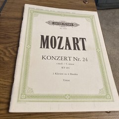 Edition Peters Mozart Konzert Nr 24, C Minor KV 491, 2 pianos 4 Hands Urtext