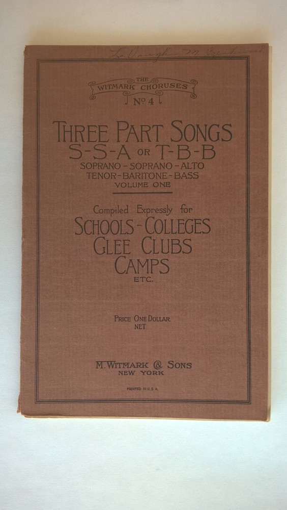 Witmark Choruses Sheet Music Songbook Three-Part Chorus Popular & Religious 1926